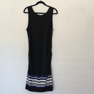 Athleta Black and Blue Striped Dress